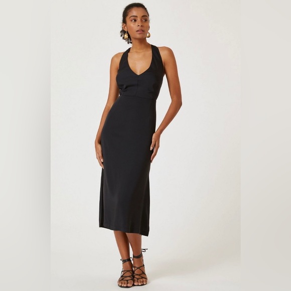 ANTHROPOLOGIE SLEEVELESS DEEP-V MIDI DRESS - Picture 1 of 3